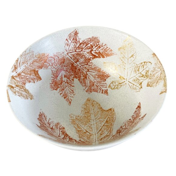 Vintage 1999 Russell Pottery Bowl Hand Painted Fall Leaf Signed Numbered Canada - Picture 8 of 8